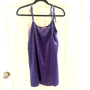 Women’s Mini Purple Slip Shift Dress with Adjustable Shoulder Ties